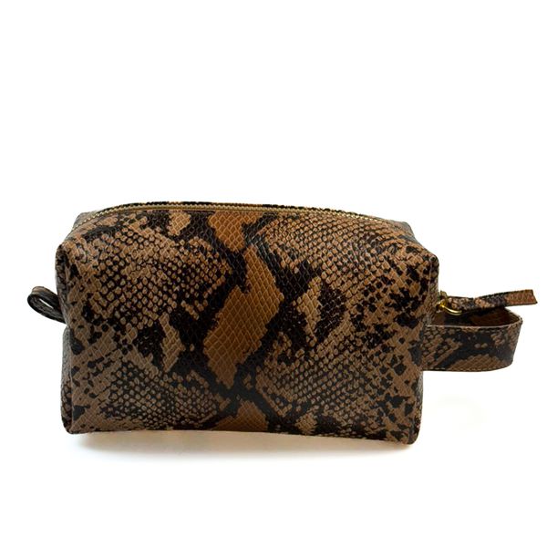 Necessaire em Couro Animal Print Marron