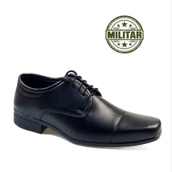 Sapato Social Militar em Material Tecnológico PRETO 1016