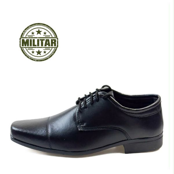 Sapato Social Militar em Material Tecnológico PRETO 1016
