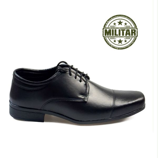 Sapato Social Militar em Material Tecnológico PRETO 1016