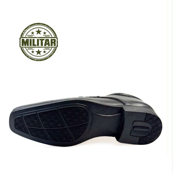 Sapato Social Militar em Material Tecnológico PRETO 1016