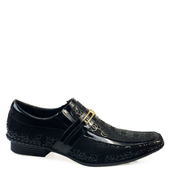 Sapato Social Masculino em Couro com Costura Manual Calvest 1750F015 - Preto