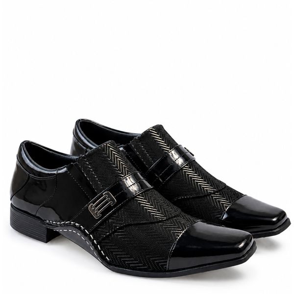 Sapato Social Masculino em Couro com Costura Manual Calvest 1930F010 - Preto