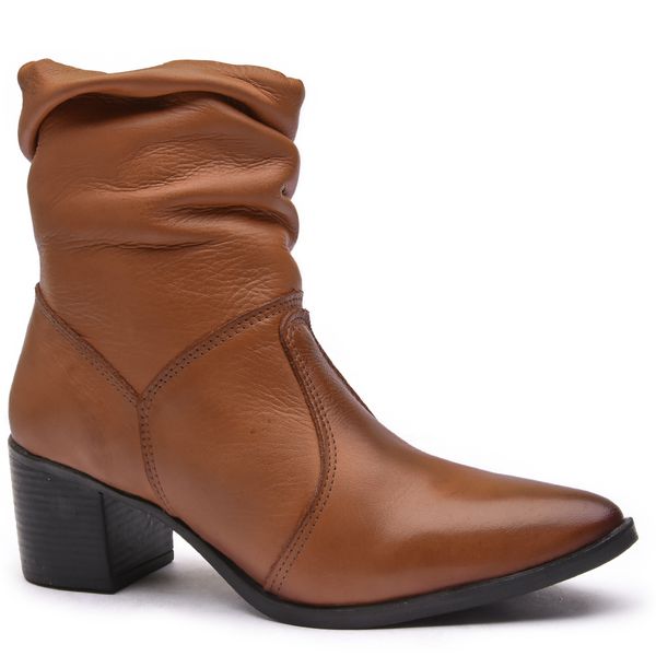 BOTA FEM COURO CANO SANFONADA HAVANA-5494
