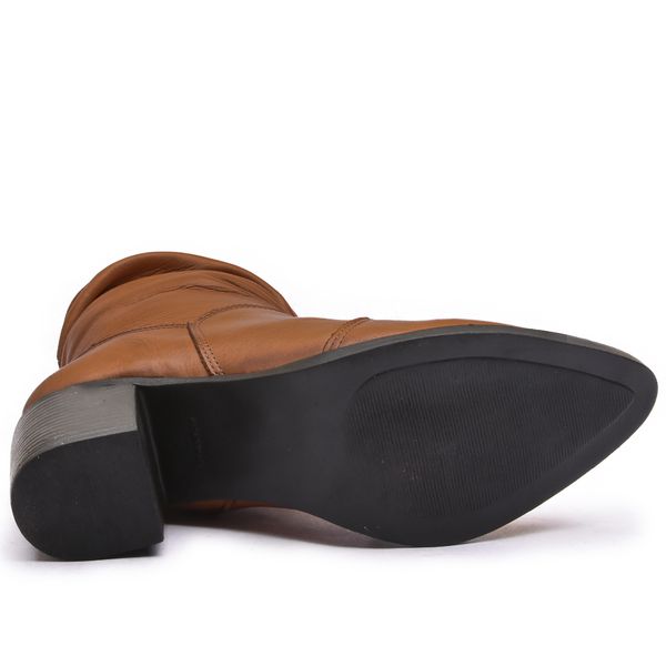 BOTA FEM COURO CANO SANFONADA HAVANA-5494