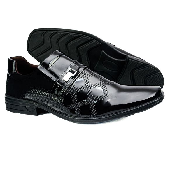 Sapato Social em Material Tecnológico Verniz Preto Pierutti 65F220