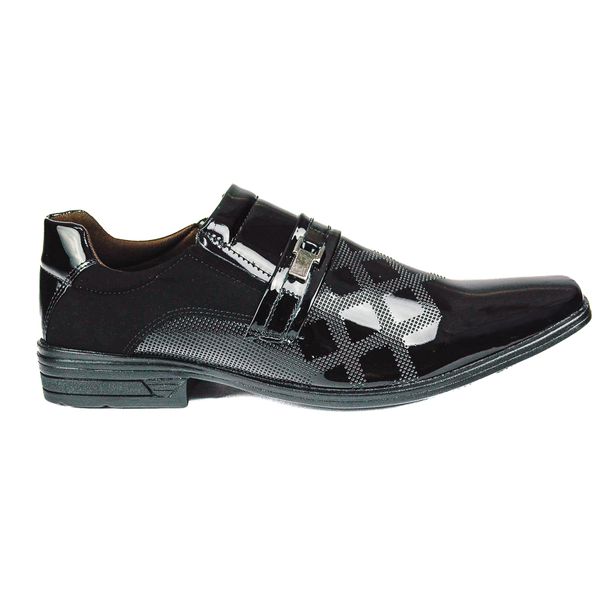 Sapato Social em Material Tecnológico Verniz Preto Pierutti 65F220