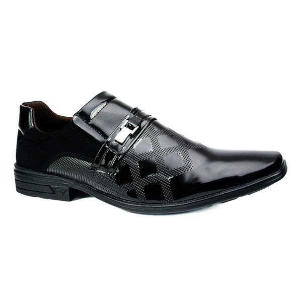 Sapato Social em Material Tecnológico Verniz Preto Pierutti 65F220