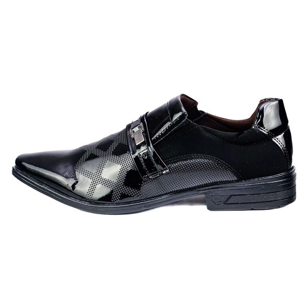 Sapato Social em Material Tecnológico Verniz Preto Pierutti 65F220