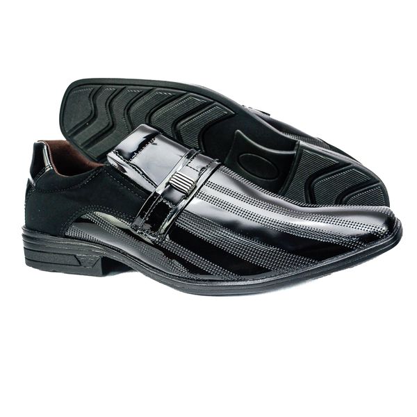 Sapato Social em Material Tecnológico Verniz Preto Pierutti 65F221