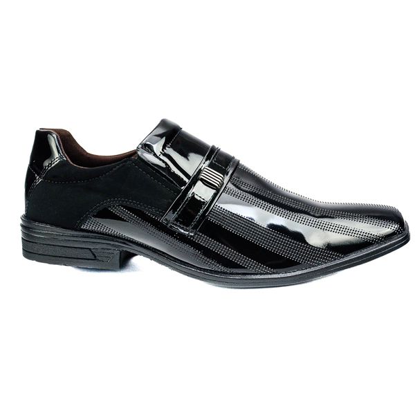 Sapato Social em Material Tecnológico Verniz Preto Pierutti 65F221