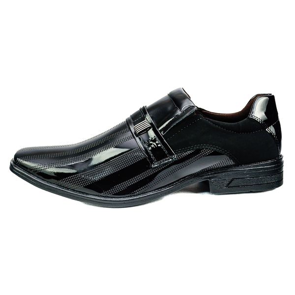 Sapato Social em Material Tecnológico Verniz Preto Pierutti 65F221