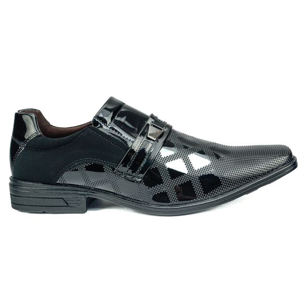 Sapato Social em Material Tecnológico Verniz Preto Pierutti 65F219