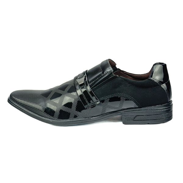 Sapato Social em Material Tecnológico Verniz Preto Pierutti 65F219