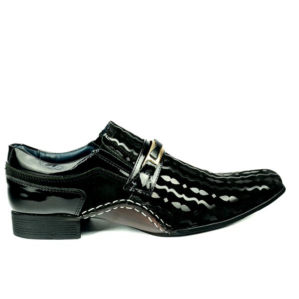 Sapato Social Masculino em Couro Detalhes em Verniz Calvest 1930F214-PRETO