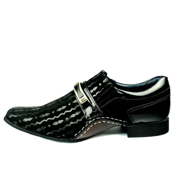 Sapato Social Masculino em Couro Detalhes em Verniz Calvest 1930F214-PRETO