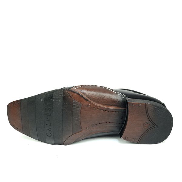 Sapato Social Masculino em Couro Detalhes em Verniz Calvest 1930F214-PRETO