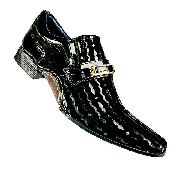Sapato Social Masculino em Couro Detalhes em Verniz Calvest 1930F214-PRETO