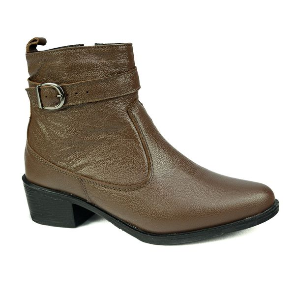 Bota Country Feminina em Couro com Detalhe em Fivela 40F212-CAFÉ