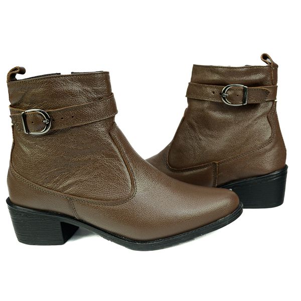 Bota Country Feminina em Couro com Detalhe em Fivela 40F212-CAFÉ
