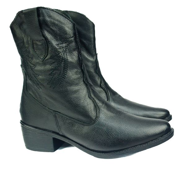 Bota Country Feminina em Couro com Bordado 40F213-PRETA