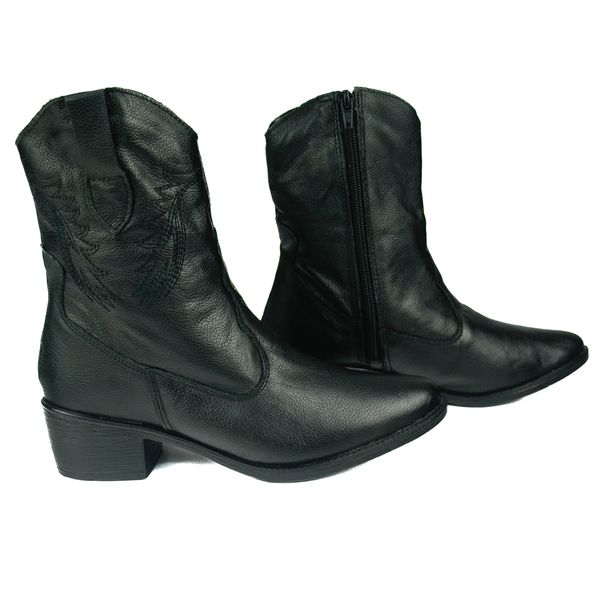 Bota Country Feminina em Couro com Bordado 40F213-PRETA