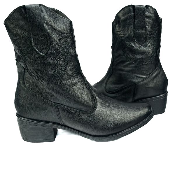 Bota Country Feminina em Couro com Bordado 40F213-PRETA