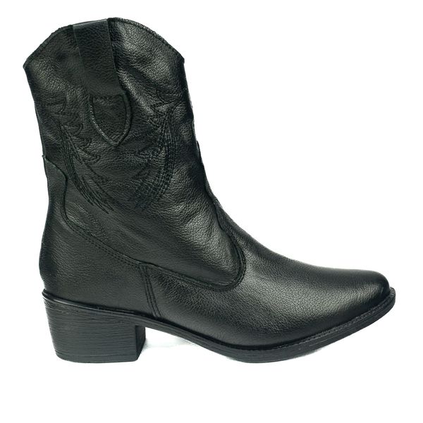Bota Country Feminina em Couro com Bordado 40F213-PRETA