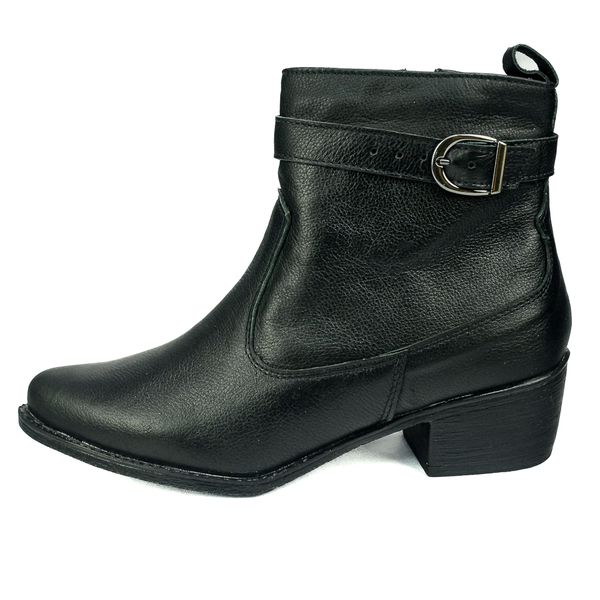 Bota Country Feminina em Couro com Detalhe em Fivela 40F212-PRETA