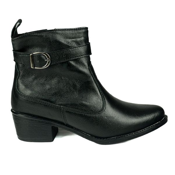 Bota Country Feminina em Couro com Detalhe em Fivela 40F212-PRETA