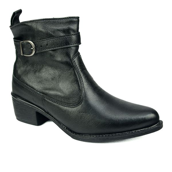 Bota Country Feminina em Couro com Detalhe em Fivela 40F212-PRETA