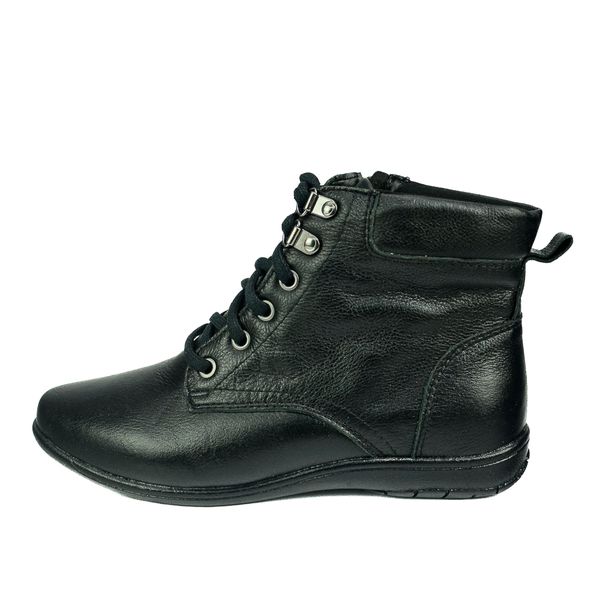 Bota Feminina em Couro Solado Confort de Amarrar 58F211-PRETO