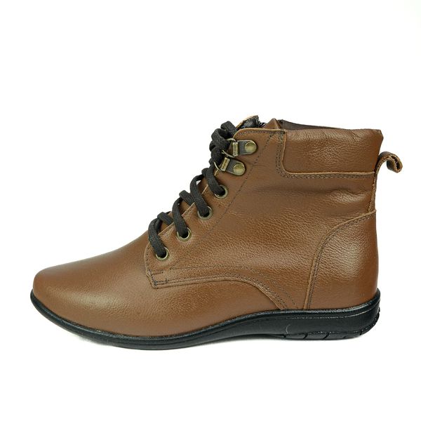Bota Feminina em Couro Solado Confort de Amarrar 58F211-HAVANA