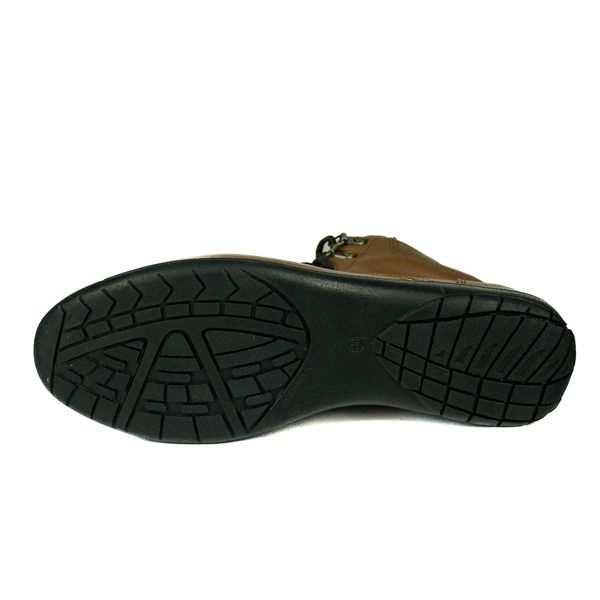 Bota Feminina em Couro Solado Confort de Amarrar 58F211-HAVANA