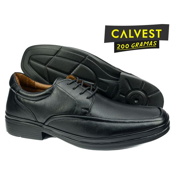 Sapato Masculino 200 gramas em Couro Carneiro de Amarrar 82F207 PRETO