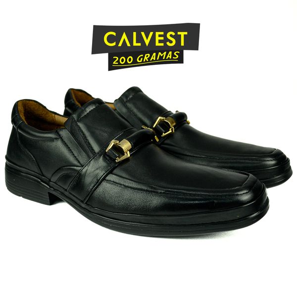Sapato Masculino Calvest 200 gramas em Couro Carneiro 82F209 PRETO