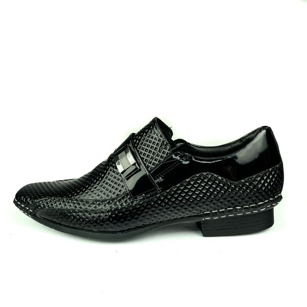 Sapato Social Calvest em Couro Verniz Preto Texturizado 1750F128