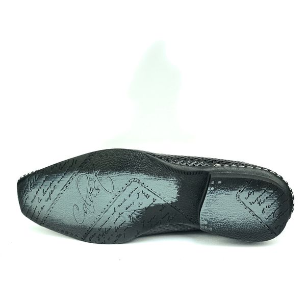 Sapato Social Calvest em Couro Verniz Preto Texturizado 1750F128
