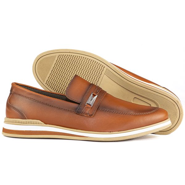 Sapato Casual Oxford em Material Tecnológico 3070-CARAMELO