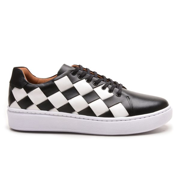 Sapatênis em Couro de Amarrar - 28F115 - PRETO/BRANCO