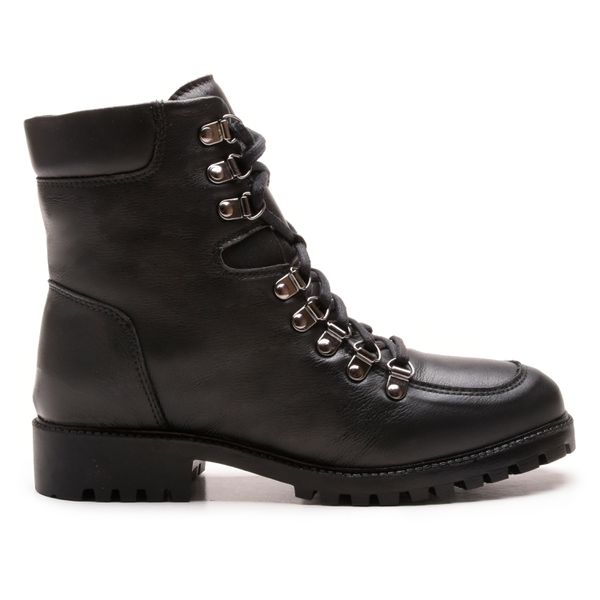 Bota Coturno em Couro com Atacador 58F162-PRETA