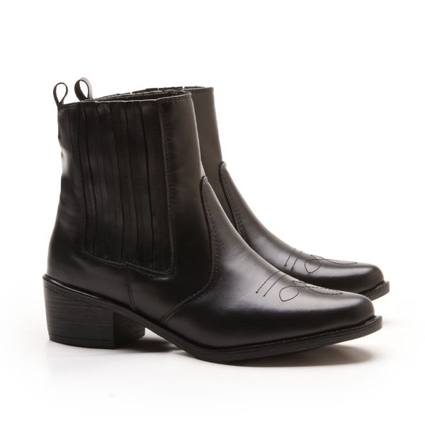 Bota Country Feminina em Couro 40F146-PRETA