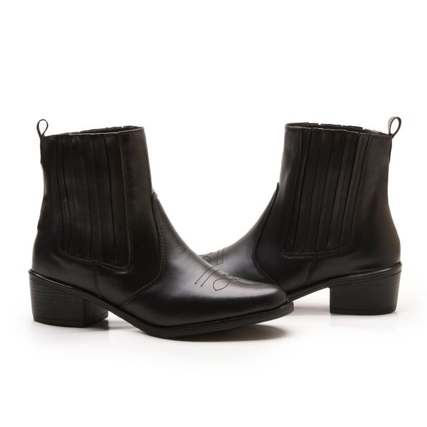 Bota Country Feminina em Couro 40F146-PRETA