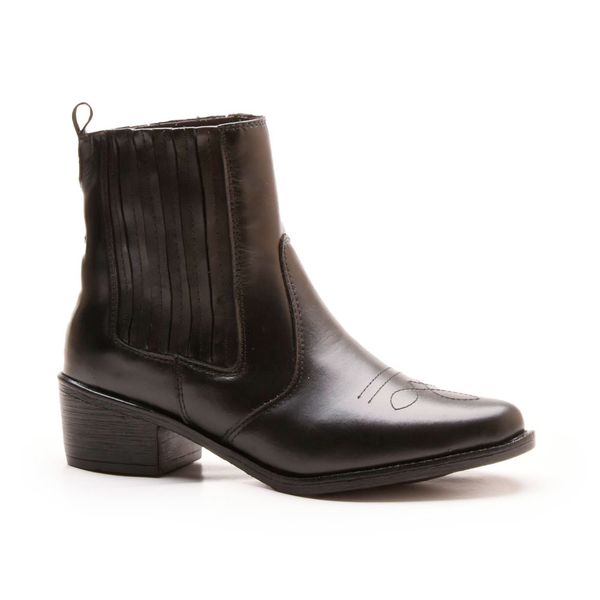 Bota Country Feminina em Couro 40F146-PRETA