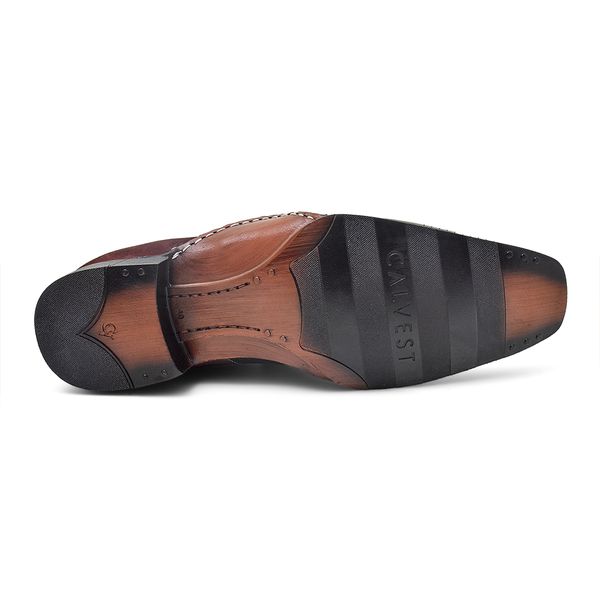 Sapato Social Masculino Calvest em Couro Bordo de amarrar -1930F025
