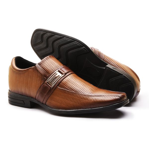  Sapato Social Masculino Calvest em Couro Texturizado Tabaco - 15F089