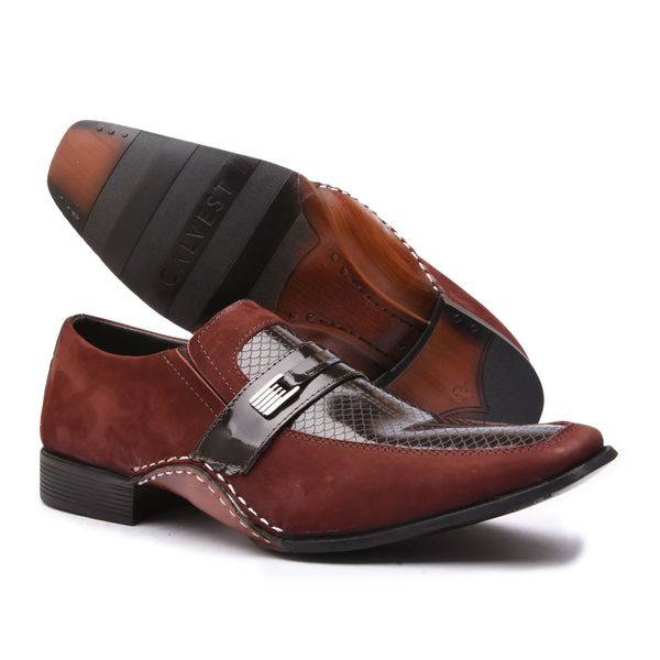 Sapato Social Masculino Calvest em Couro Bordo-1930F026