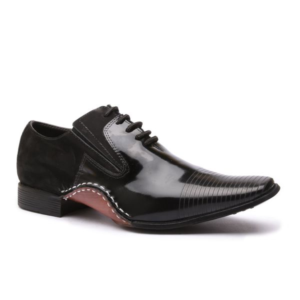 Sapato Social Masculino Calvest em Couro Preto de amarrar -1930F025