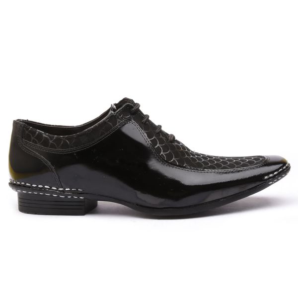 Sapato Social Masculino Calvest em Couro Preto de amarrar-1750F021