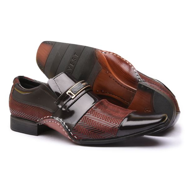 Sapato Social Masculino Calvest em Couro Bordo-1930F027